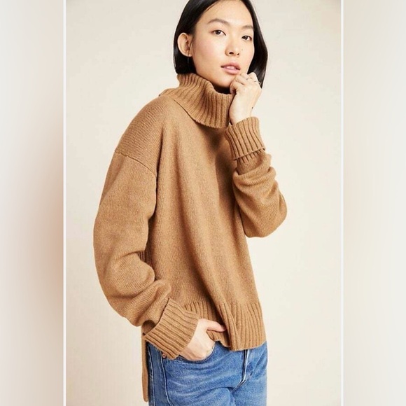 Anthropologie Sweaters - Anthropologie Blair Wool Blend Turtleneck Color Camel Size S Will Fit Medium